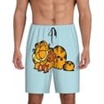 thumbnail image 1 of Custom Print Men Manga Garfields Cartoon Anime Cat Pattern Pajama Bottoms Sleepwear Pjs Sleep Shorts with Pockets, 1 of 7