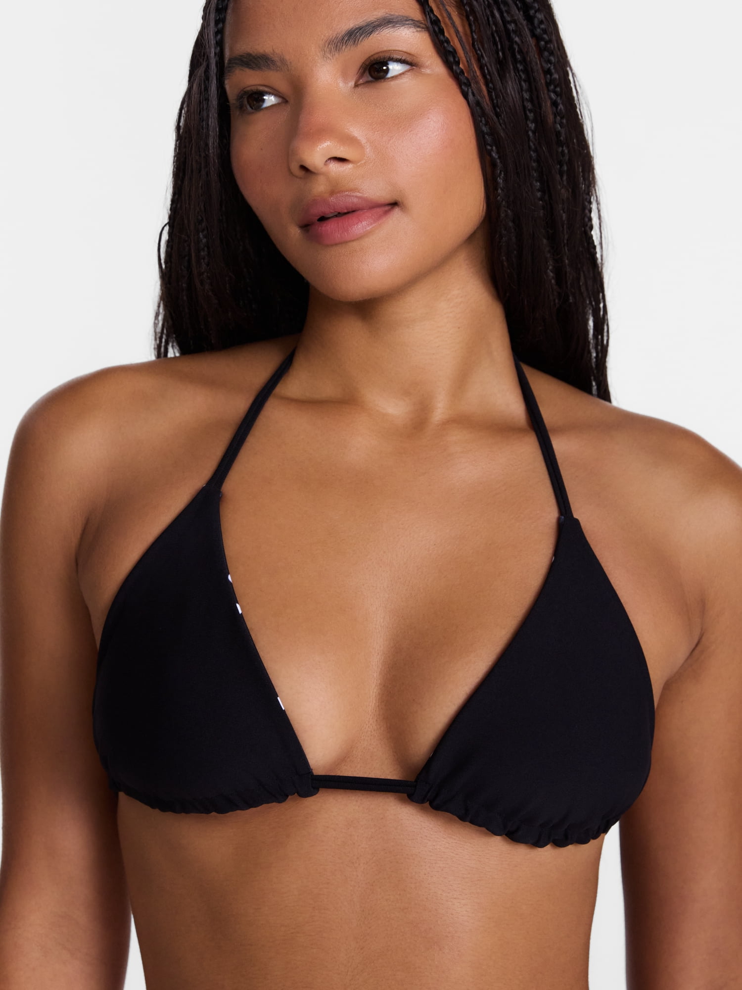 No Boundaries Reversible Polka Dot Triangle Bikini Top, Women's XXS-XXL