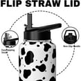 thumbnail image 3 of Cow Print Water Bottle with Straw Lid 32oz Vacuum Insulated Sports Water Bottles Cow Gifts for Women Men Cow Print Stuff Accessories Stainless Steel Thermos Travel Mug, 3 of 6