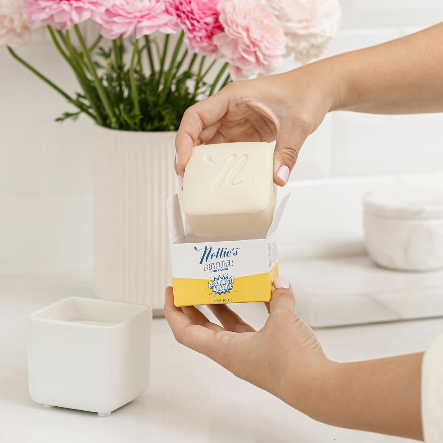 Dish Butter Refill - Semi-Solid Dish Soap Block Alternative - Light Lemongrass Scent - Easy Refill for Dish Butter Container - (2 Pack) - (Made in Canada)