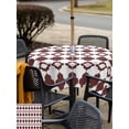 thumbnail image 5 of Outdoor Tablecloth with Umbrella Hole for Patio/Picnic/Party/Camping, Retro Boho Waterproof Table Cloth Square Cover Washable, Dark Red Geometric Pattern Rhombic Bohemia (60"x 60"), 5 of 8