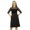 Black, variant on Bimba Women's Lace Yoke Sheer 3/4 Sleeve Black Casual Cotton Dress With Pockets
