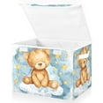 thumbnail image 3 of Teddy Bear Clouds Storage Basket Foldable Laundry Basket Shelf Kids Toy Storage Container Organizer with Handles, 3 of 7
