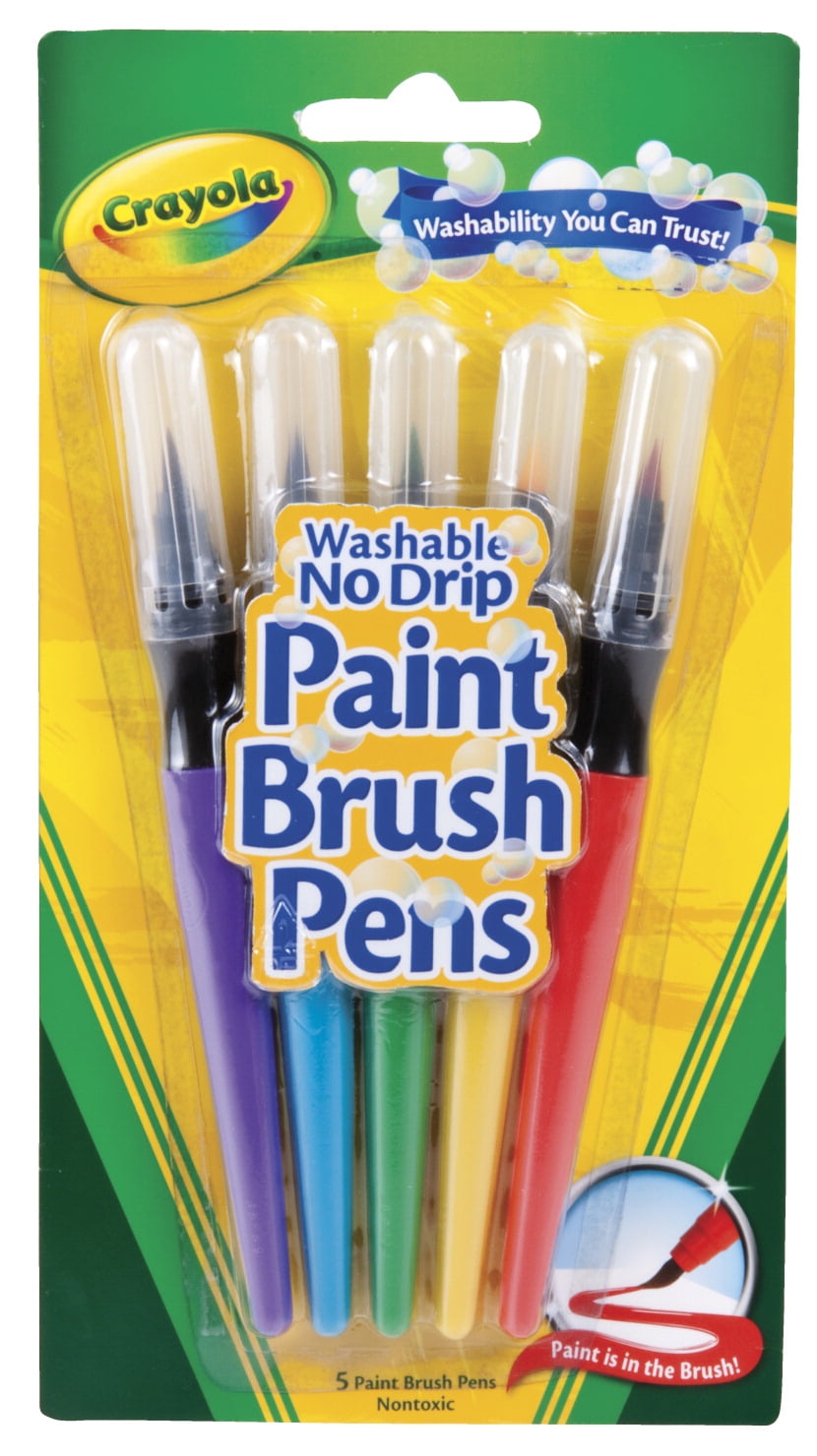 Crayola NoDrip NonToxic Paint Brush Pen Set, Set Of 5