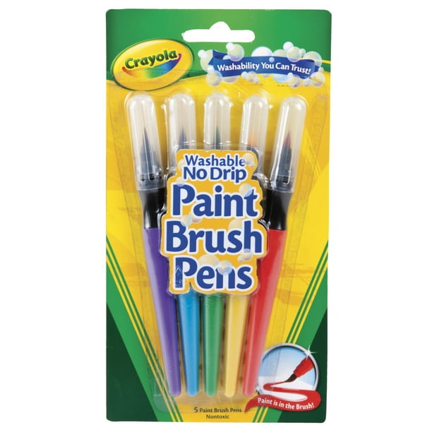 Crayola NoDrip NonToxic Paint Brush Pen Set, Set Of 5