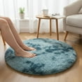 thumbnail image 5 of Cxui Fluffy Round Shag Area Rug, Soft Plush Non-Slip Circle Carpet for Bedroom Aesthetic Decor, Cozy Dorm Living Room Floor Mat, Machine Washable Light Blue, 5 of 5