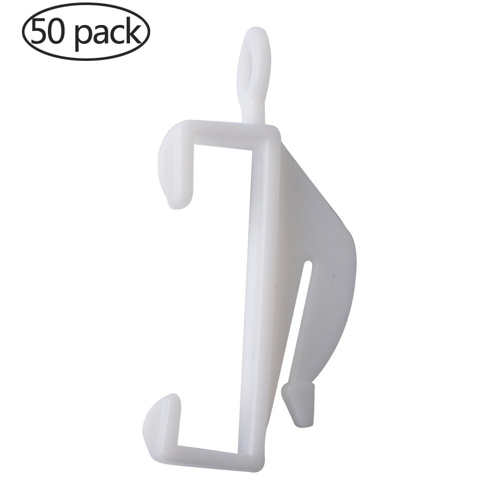 GLiving 50Pcs Window Curtain Valance Clips, Plastic Adjustable Depth Pinch Pleat Locking Curtain