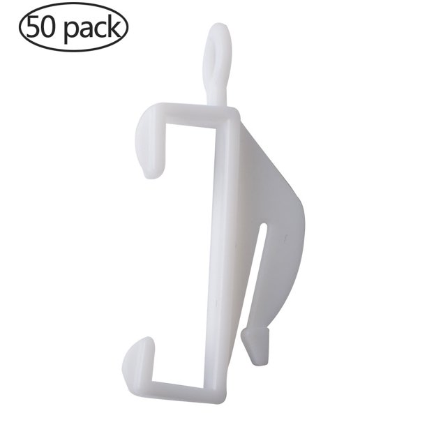 GLiving 50Pcs Window Curtain Valance Clips, Plastic Adjustable Depth