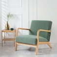 thumbnail image 2 of SUNICOL Stretch Armchair Slipcover with Zipper, Jacquard Spandex Wood Arm Chair Cover Protector, Elastic Removable Accent & Dining Chair Covers for Living Room, Home Decor, Green, 2 of 8