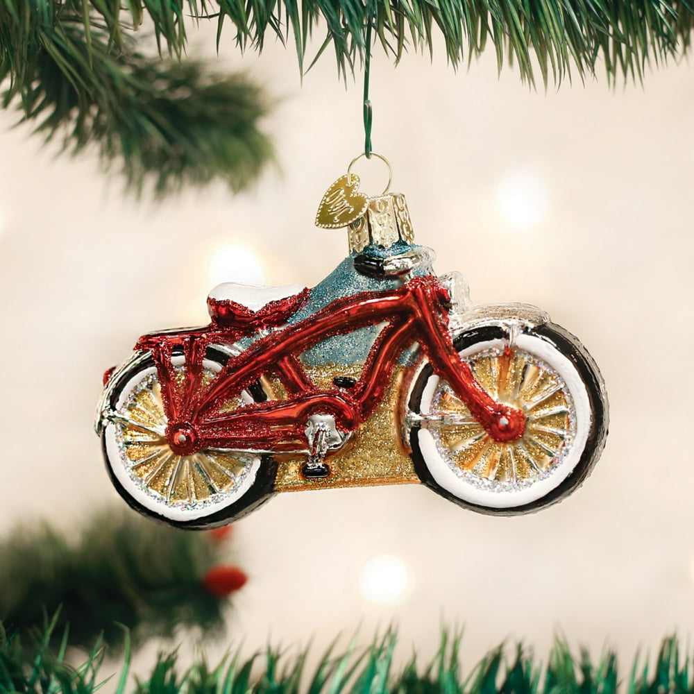 Old World Christmas Cruiser Bike Bicycle Glass Tree Ornament 46063 FREE
