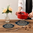 thumbnail image 7 of Boho Patterns Totems Trivet Mats Pot Holders Cotton Woven Non-Slip Heat Resistant for Hot Pots Pans Pats for Cooking Baking Set of 2, 7 of 7