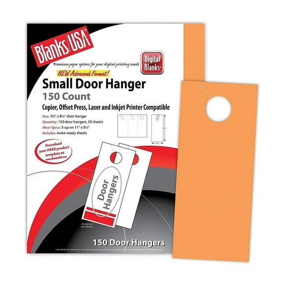 Blanke Blanks/USA 3.67" x 8 1/2" 65 lbs. Digital Timberline Cover Door Hanger Hunter's Orange 50