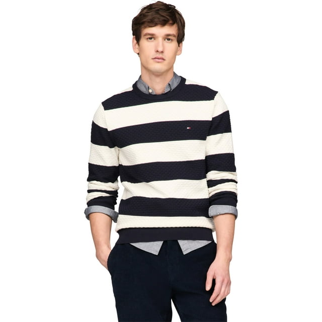 Jersey Tommy Hilfiger de algodón con cuello redondo estructurado para hombre
