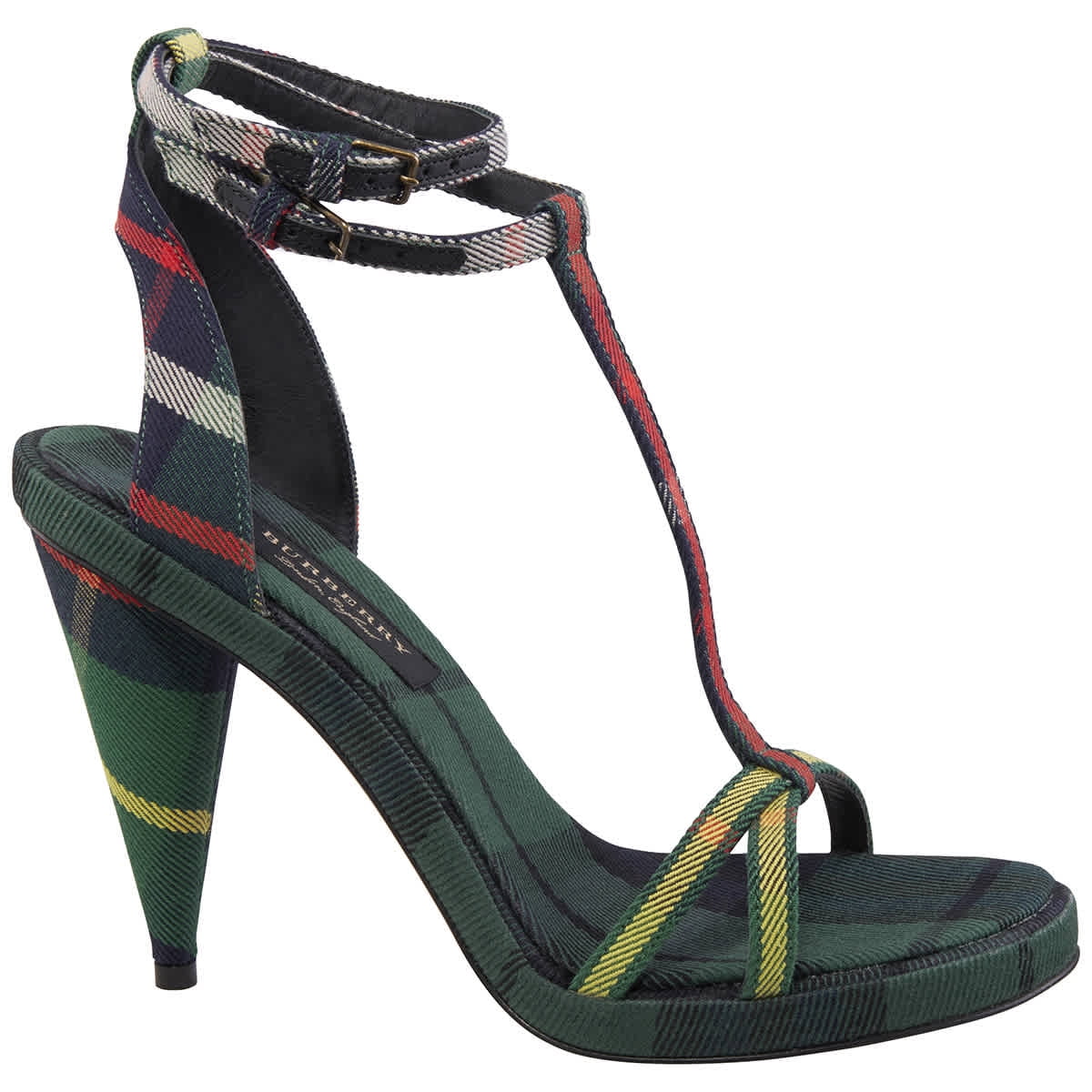 Burberry Ladies Tartan High Cone-heel Sandals, Brand Size 35 (US Size 5) -  