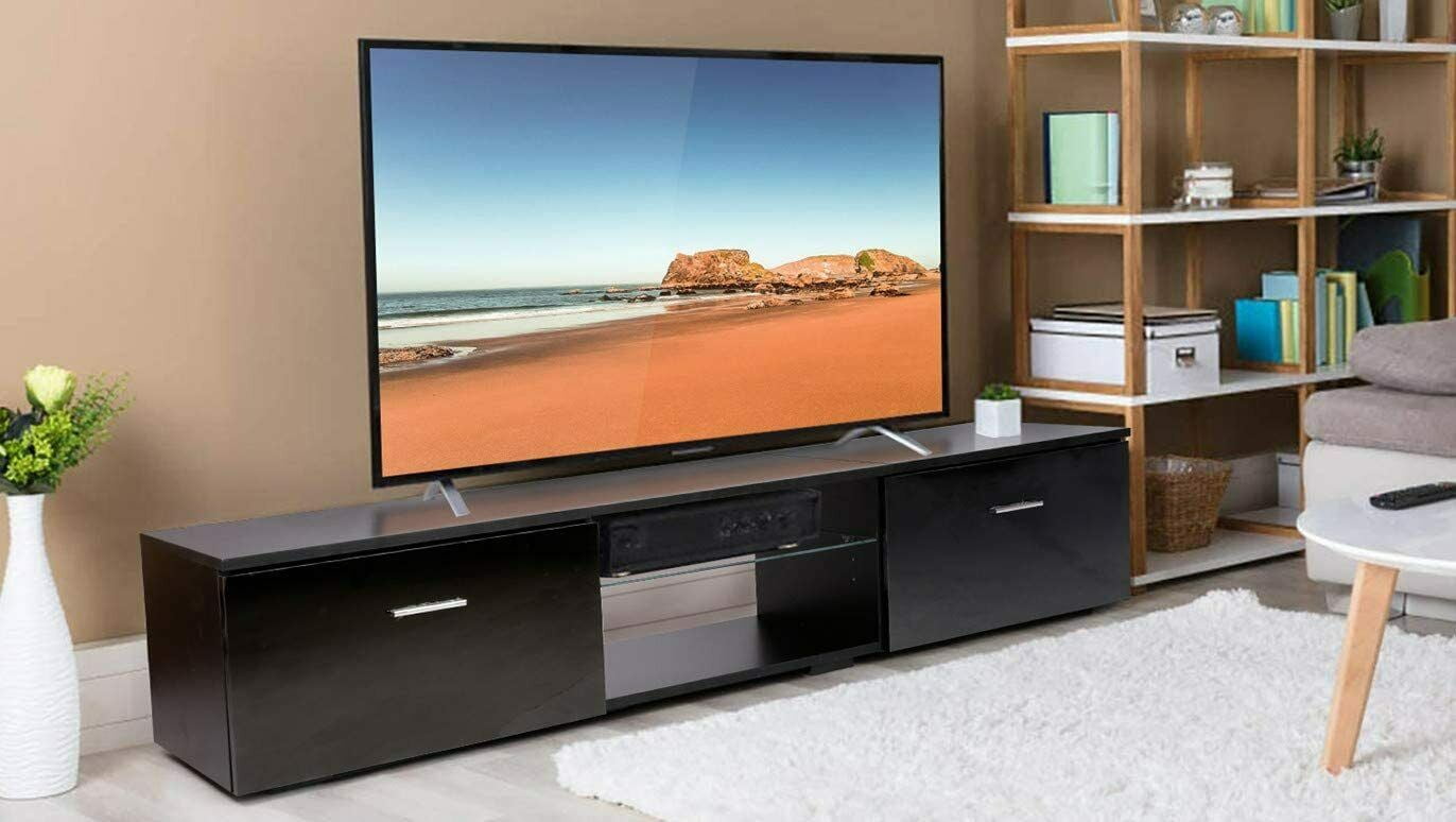 D-TOOLS Modern Multipurpose TV Stand Unit Cabinet Media Console Black