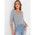 thumbnail image 6 of ANRABESS Womens 3/4 Sleeve Scoop Neck Tops Ribbed Knit Slim Fitted Casual Basic Tee Shirts 2026 Fall Trendy Going Out T-Shirt Grey X-Small, 6 of 11