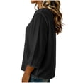 thumbnail image 6 of Diufon Womens Crinkle Gauze Blouse 3/4 Sleeve Round Neck Casual Loose Tops Solid Color Summer Tunic Shirts, 6 of 8
