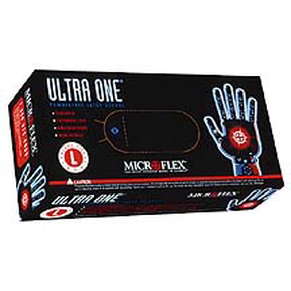 Ultra One Powder-Free Extended Cuff Latex Examination Gloves, Natural, Medium