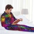 thumbnail image 6 of Fotbe Bright Universe Pattern Long Sleeve Pajama Set for Men,Sleepwear Set,2-piece Loungewear Set,Soft PJs Comfy Nightwear with Pockets-XX-Large, 6 of 7