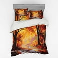 thumbnail image 1 of Country Duvet Cover Set, Paint of a Forest with Autumn Color Leaves Fall Time Sadness Season Theme Art, Bedding Set with Shams and Fitted Sheet, 3 Sizes, by Ambesonne, 1 of 3