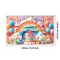 thumbnail image 2 of Yatrandify Colorful Design Birthday Banner Rainbow Theme Polyester Material Celebration Backdrop for Birthday Party Kids Event Indoor Decoration, 2 of 7