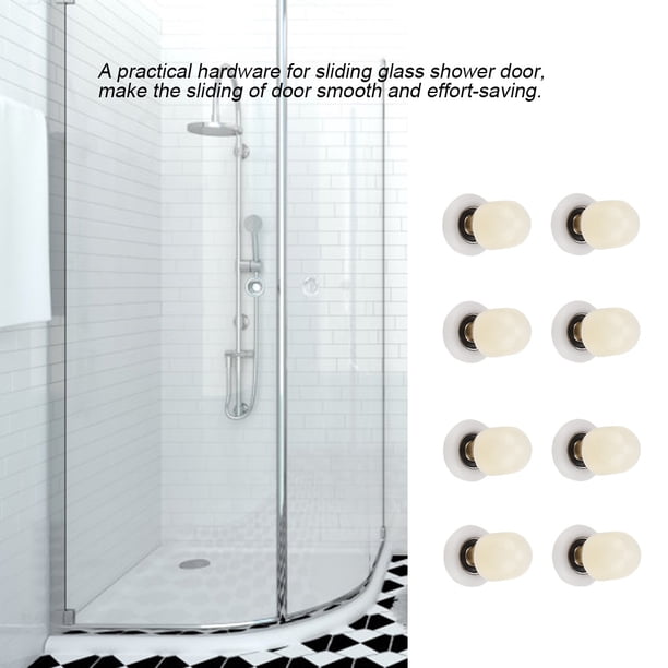 M Buder 8 Piezas Rodillos de Latón y ABS para Puerta de Ducha de Vidrio Corrediza Herrajes de Baño Poleas de Repuesto Resistentes con Diámetro de 25 mm (2.5 cm / 0.98 inches)