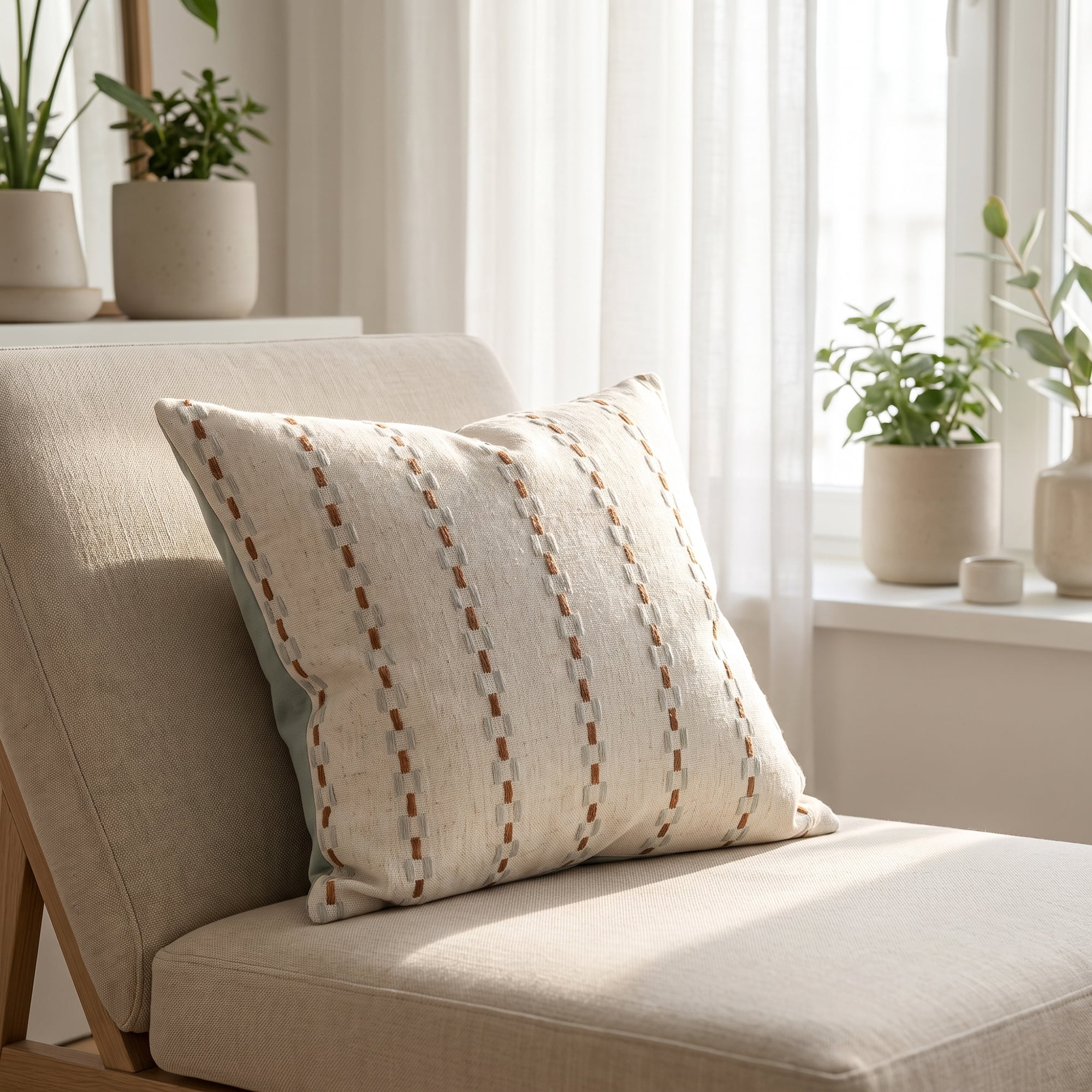 Unique Bargains Striped Geometric Throw Pillow Covers Set of 2 Cushion Cases Brown 18"x18"