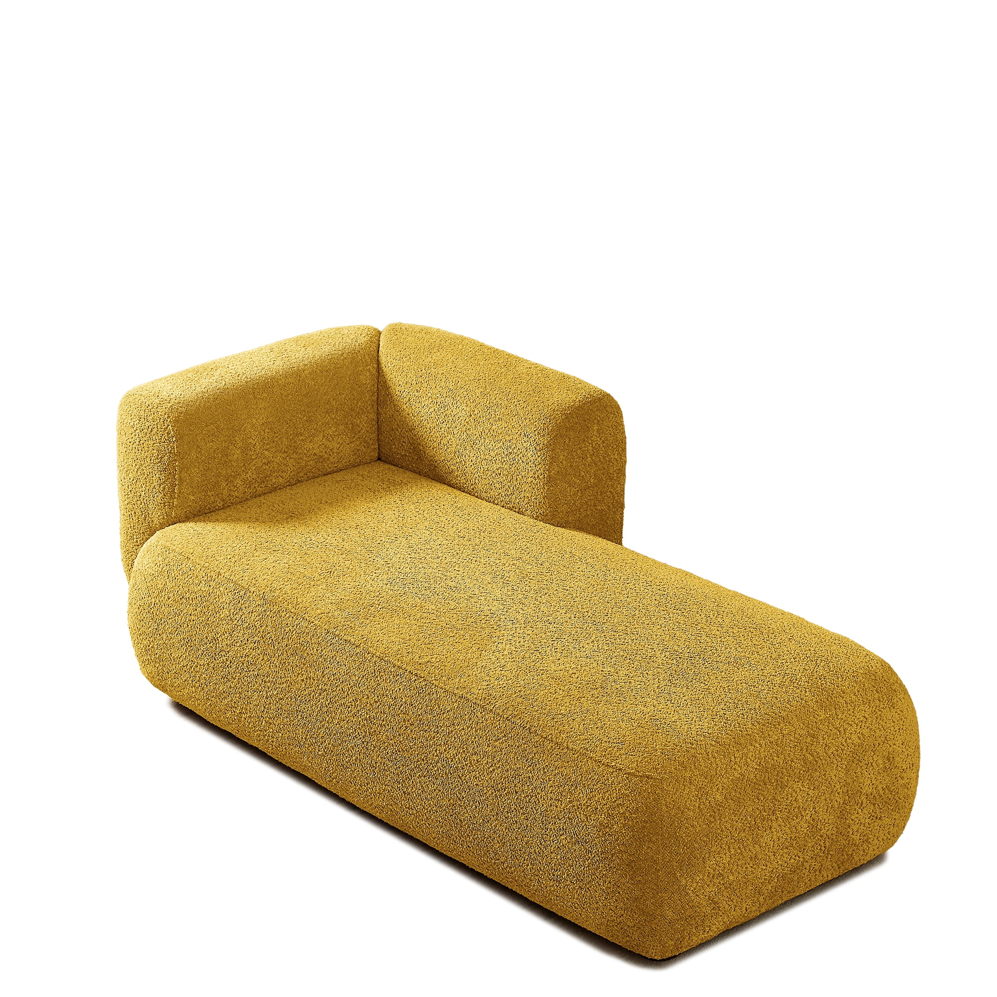Miniyam Boucle Chaise Lounge Chair, One Arm Upholstered Chaise Sofa with Single-Sided Back and Legs for Living Room, Yellow