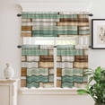 thumbnail image 2 of 3 Piece Kitchen Curtains and Valances Set Sage Green Vintage Cafe Curtains 36 Inch Length Brown Retro Farmhouse Elegant Pastoral Valance & Tier Curtain for Living Room Bedroom 54"x18"+27"x36"*2, 2 of 6