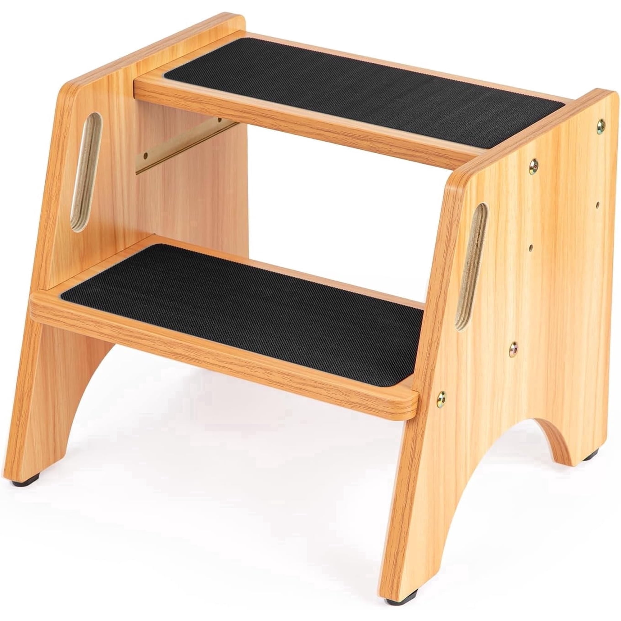 StrongTek Wooden Step Stool, 15" Step Stools for Kids, Dual Height Toddler Potty Training Tool with Handles for Bathroom Sink, Kitchen, Bedroom