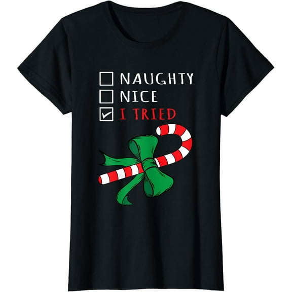 Christmas Candy Cane Design - I Tried Checklist T-Shirt