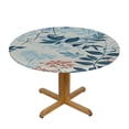 thumbnail image 3 of HAOXIT Leaf Table Cloth - Blue Brown White Table Cover Round Table Clothes for Dining Room 46-50, 3 of 8