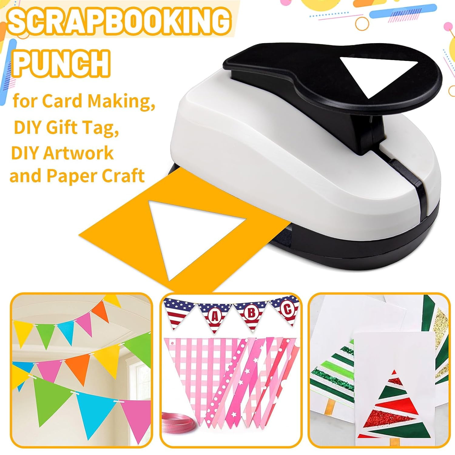 ABPETE Triangle Hole Punch 1.97 inch TrianglePunch Triangles Paper Punches Triangle Puncher for Crafts Triangles Shape Punch for Scrapbooking, Card Making, Paper Crafts