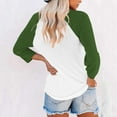 thumbnail image 4 of Plebaso Chemises à Manches 3/4 pour Femmes, Blouses Décontractées à Col Rond, Patchwork Colorblock, Tee-Shirts Amples, 4 of 7