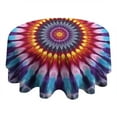 thumbnail image 4 of Colorful Rainbow Tie Dye Spiral Pattern Round Tablecloth 60"x60",Wrinkle Wipeable Table Cloth for Kitchen Dining Room Picnic Patio Party, 4 of 6