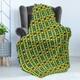 thumbnail image 4 of Kente Pattern Soft Flannel Fleece Blanket, Geometric Vertical Borders Funky Colorful Native Kenya Design with Triangles, Cozy Plush for Indoor and Outdoor Use, 60" x 80", Multicolor, by Ambesonne, 4 of 5