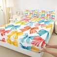 thumbnail image 3 of Homewish Colorful Ribbon Child Twin Sheet Sets, Wateroclor Artwork Twin Fitted Sheet, Teens Kids Boys Girls Flat Sheet, Lightweight Room Decor, 3 Pieces, 3 of 7