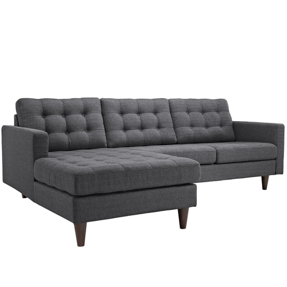 Modern Contemporary Urban Design Living Lounge Room Left-Facing Sectional Sofa, Grey Gray, Fabric