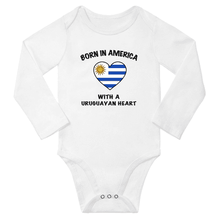 

Born in America With a Uruguayan Heart Baby Long Sleeve Romper (White 24 Months)