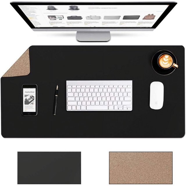 80x40cm Desk Organizer, Cork And Vegan Leather Dual Side Design, Non-Slip Base, Waterproof Surface, Work Comfort Enhancer For Office And Home