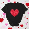 thumbnail image 1 of Meichang T-Shirts de la Saint-Valentin pour Femmes Hauts Mignons Imprimé Cœur Hauts Mignons Col Rond Manches Courtes Décontracté T-Shirts de Vacances Saint-Valentin, 1 of 6