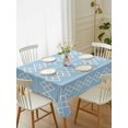 thumbnail image 2 of Blue Boho Rectangle Tablecloth, Vintage Ethnic Tribe Abstract Art Geometric Waterproof & StainResistant Tablecloth, Washable Oil-proof Table Cover for Dining/Party/Wedding/Camping/Buffet 52x70 In, 2 of 9