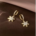 thumbnail image 5 of Solid 925 Sterling Silver Sparkling CZ Snowflake Hoop Earrings for Women Teens Snowflake Hoop Earrings Huggie Earrings Drop Christmas Gifts, 5 of 13