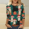 thumbnail image 4 of Qetyuw Chemises de Noël pour Femmes Manches 3/4 T-Shirts Imprimés Mignons Col Rond Décontracté Grande Taille, 4 of 7