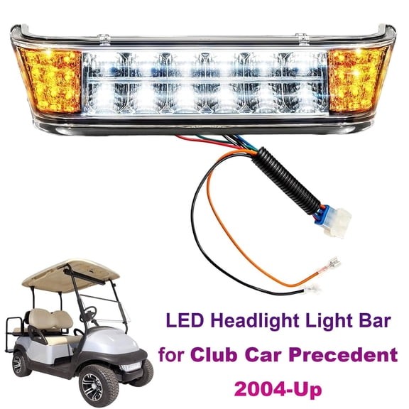 Club Car Precedent LED Headlight Light Bar Kit, 12V Front Headlight Assembly Fits 2004-Up Golf Carts, Replacement for OEM 102524801,1025248-01