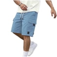 thumbnail image 3 of Viadha Workout Shorts for Men 5 Inch Gym Running Shorts Solid Color Elastic Waist Casual Cargo Shorts with Pockets, 3 of 9