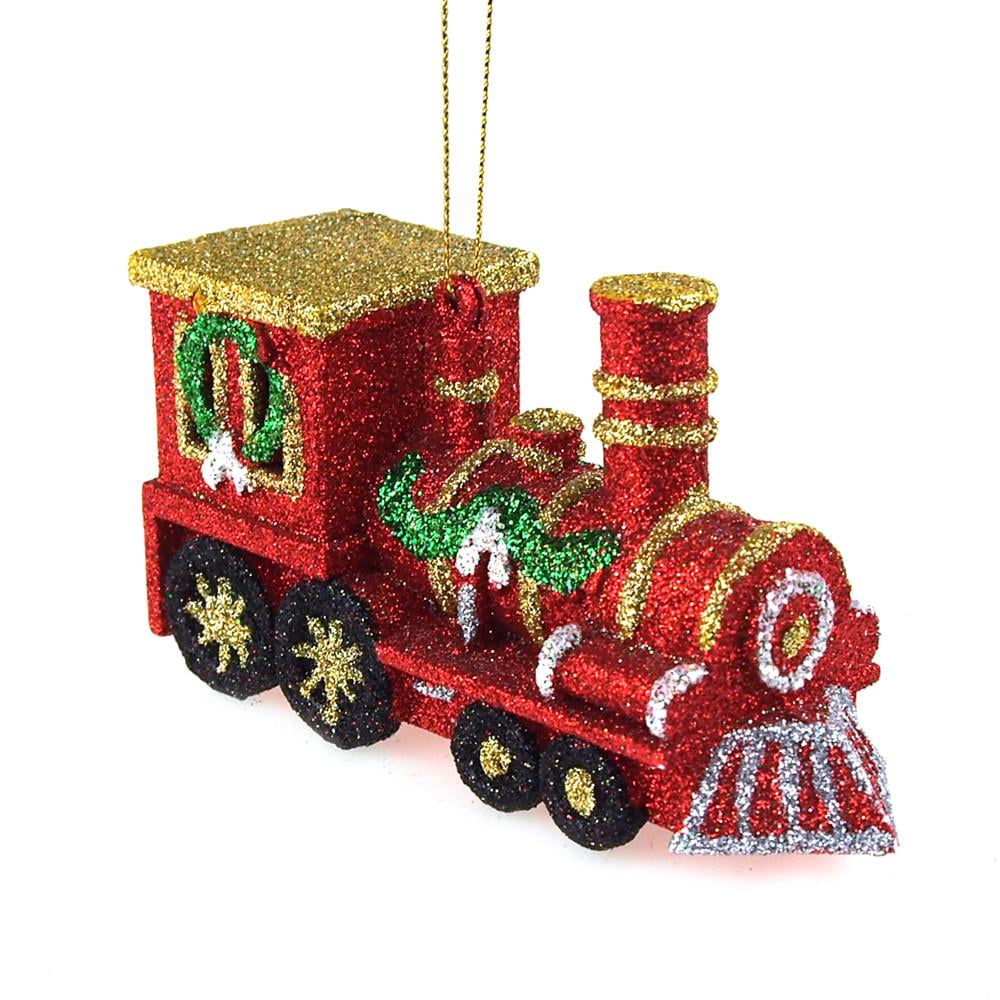 Glittered Christmas Train Plastic Ornament, Red, 23/4Inch Walmart