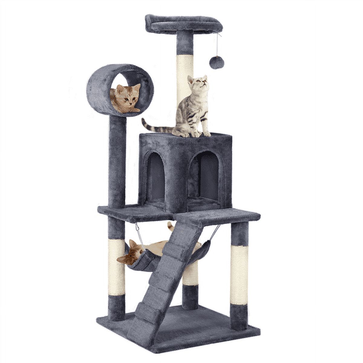 Alden Design 51" Cat Tree with Hammock and Scratching Post Tower, Dark Gray - image 4 of 17
