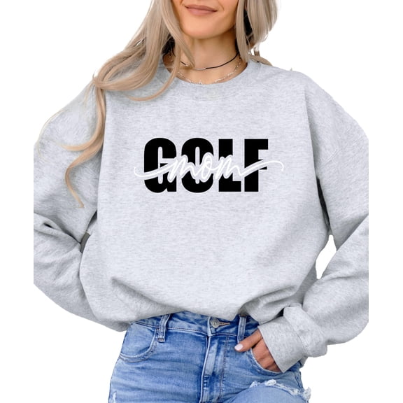 Trendy Golf Mom Sweatshirt for Women Girly Script Golf Supporter Pullover Gray Sweatshirt Adult Small