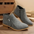 thumbnail image 6 of Xfvqtps Womens Chunky Heel Ankle Boots Pointed Toe Side Zipper Booties Block Heel Fashion Boots Comfortable Faux Suede Short Boots for Women Gray, 6 of 8